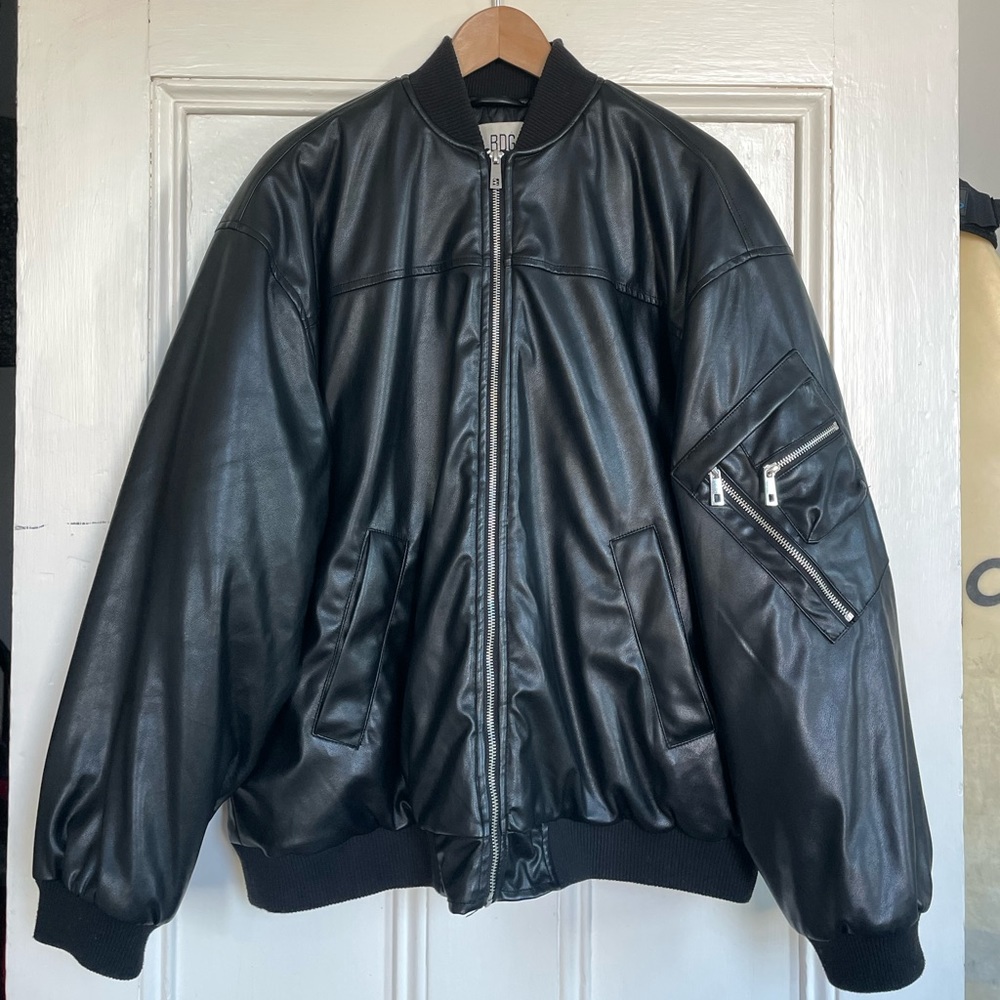 BDG faux leather bomber jacket